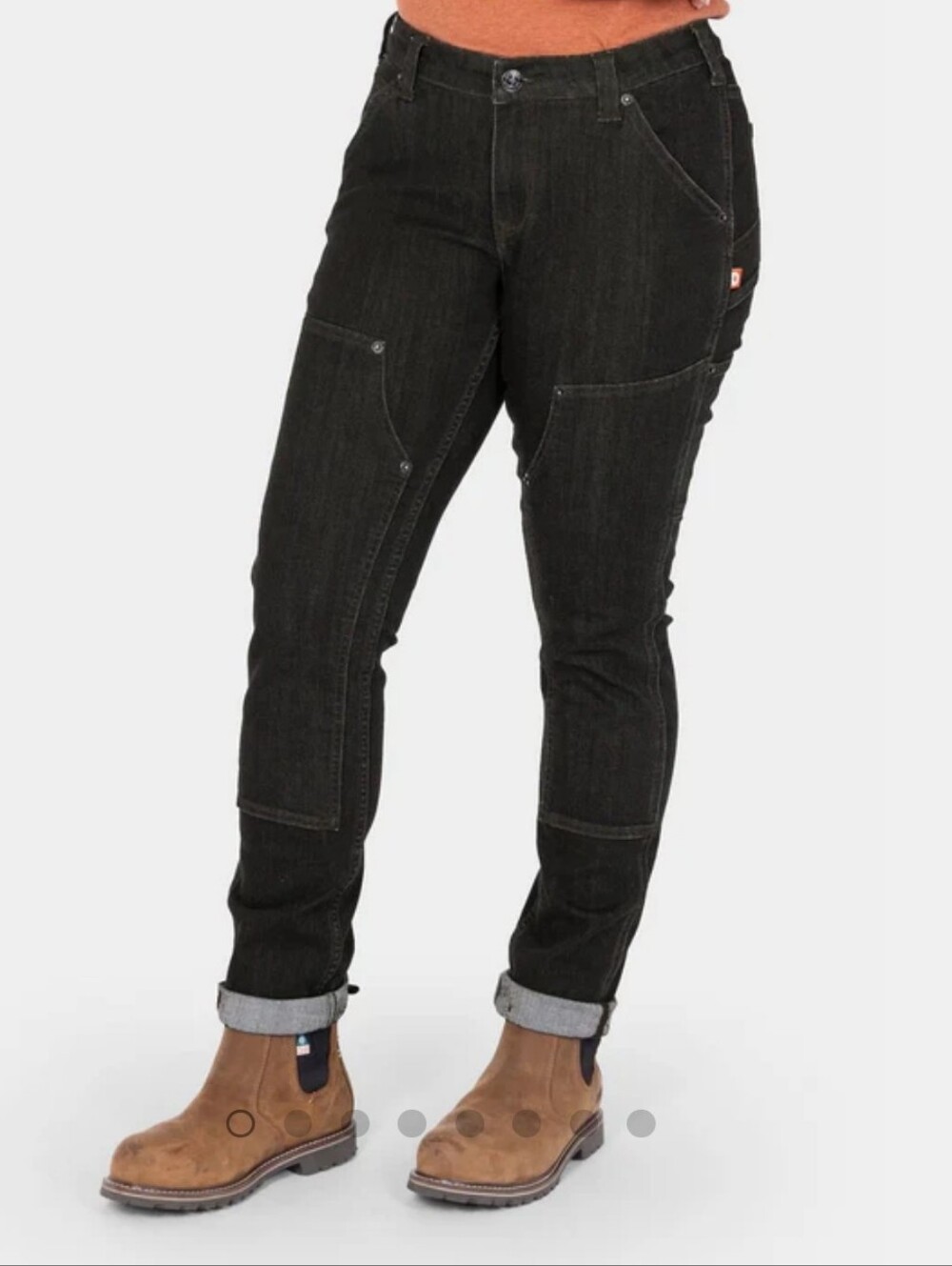 Dovetail Workwear Mavin Slim Leg Mid Rise Cargo Heathered Black Jeans Wm's 8